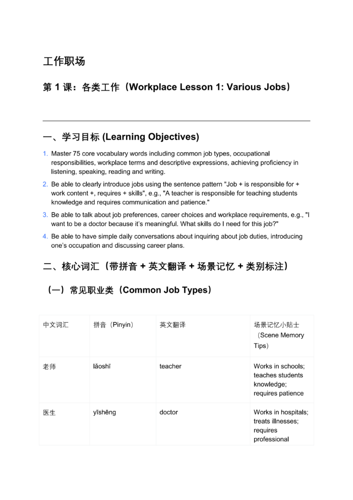 Workplace Chinese Essential Course: 3 PDF Lessons for Job, Titles & Office Supplies